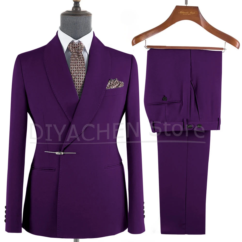 Elegant 2-Piece Men's Suit Slim Fit  Blazer And Pants Set for Wedding Groom Tuxedo Business Party