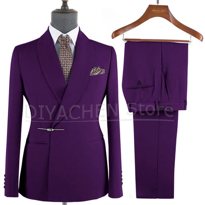 Elegant 2-Piece Men's Suit Slim Fit  Blazer And Pants Set for Wedding Groom Tuxedo Business Party