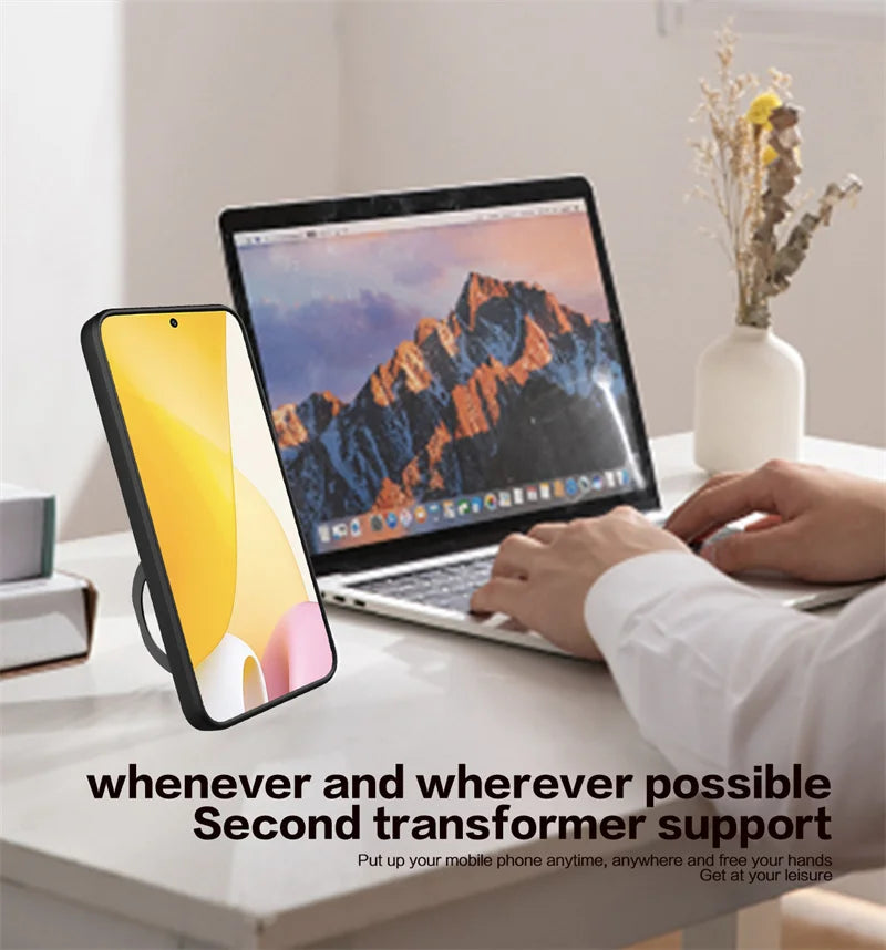 Armor Funda For Xiaomi Redmi Note 12 Pro 5G Case Slide Lens Protect Ring Stand Back Cover For Redmy Note12Pro Plus 12Pro 12S 12C