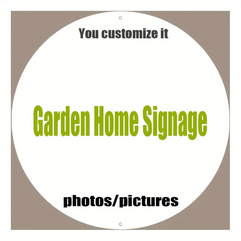 Custom Round Metal Sign Personalized Photo Text Aluminum Tin Sign 20cm Wall Decor for Home Garden
