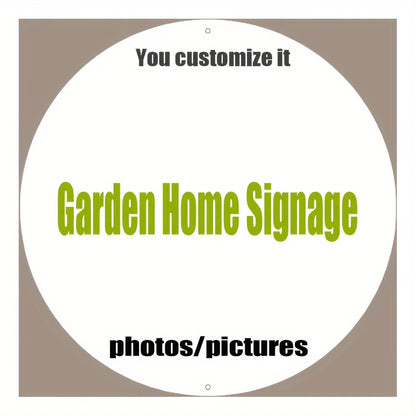 Custom Round Metal Sign Personalized Photo Text Aluminum Tin Sign 20cm Wall Decor for Home Garden