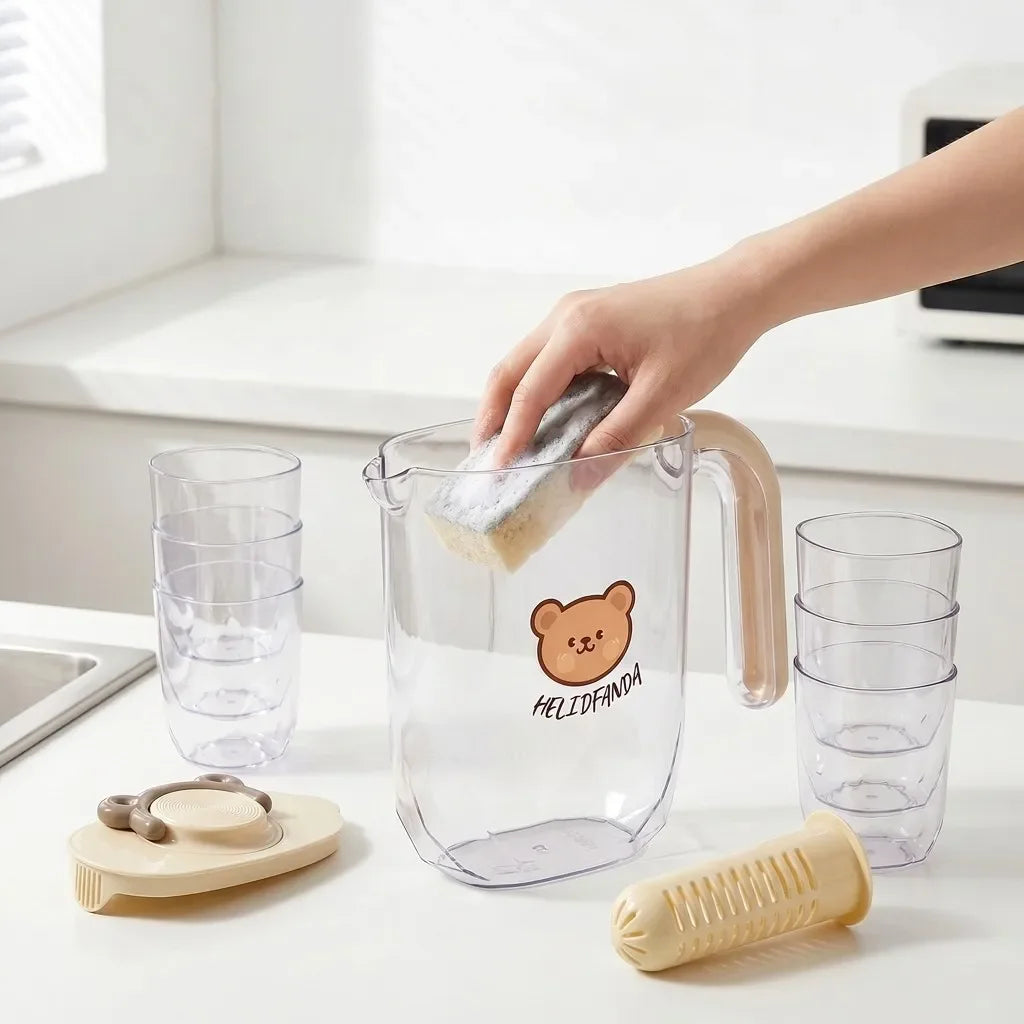 2200ml Large Capacity Plastic Water Jug Water Carafe Cold Drink Container Juice Jar Pitcher with Lid and Tea Filter