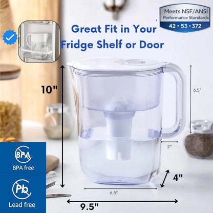 7-Cup Water Filter Pitcher with 3 Filters & Electronic Filter Change Reminder, Compatible with Brita