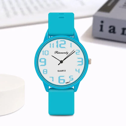 Women Fashion Silicone Watches Set Minimalist High Number  Qualities Big Dial Ladies Quartz Wristwatches With Casual Clock Gifts