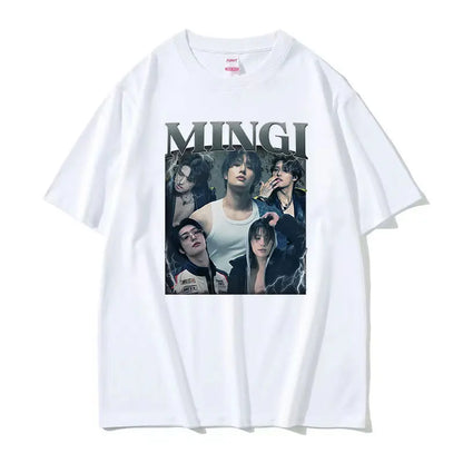 Kpop Ateez Mingi 2026 Graphic T Shirt Men's Hip Hop Korean O-Neck Short Sleeve T-shirts Glothing Fashion Vintage Cotton T-shirt