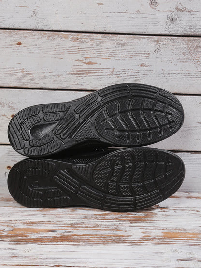 Men Breathable Knitted Running Shoes Anti Slip Trainers Arch Support Shock Absorbing EVA Sole Low Top Lace Up Sports Footwear