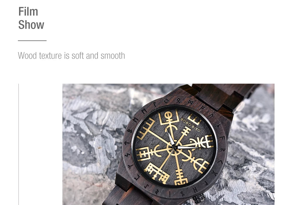 BOBO BIRD Wood Watches Relogio Masculino Watch for Men Viking Warriors Symbol Relojes Para Hombre часы мужские Logo Custom