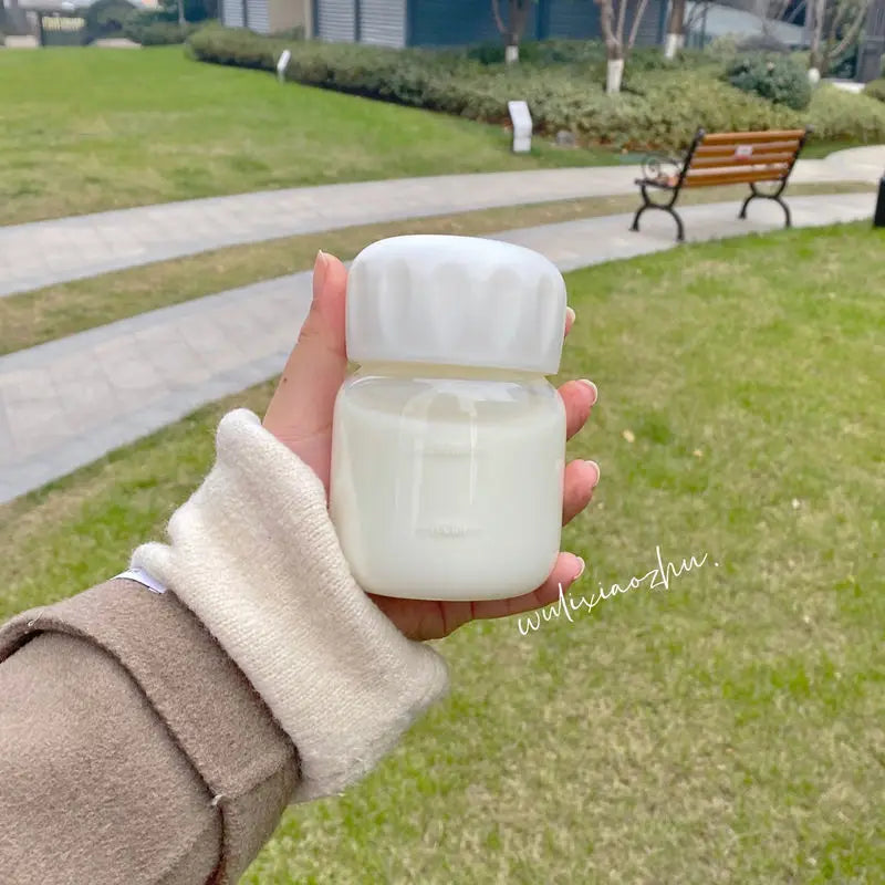 300ml Mini Glass Water Bottle Heat Resistance Transparent Drinking Bottles Cute Juice Coffee Milk Tumblers for Kids Student
