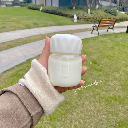 300ml Mini Glass Water Bottle Heat Resistance Transparent Drinking Bottles Cute Juice Coffee Milk Tumblers for Kids Student