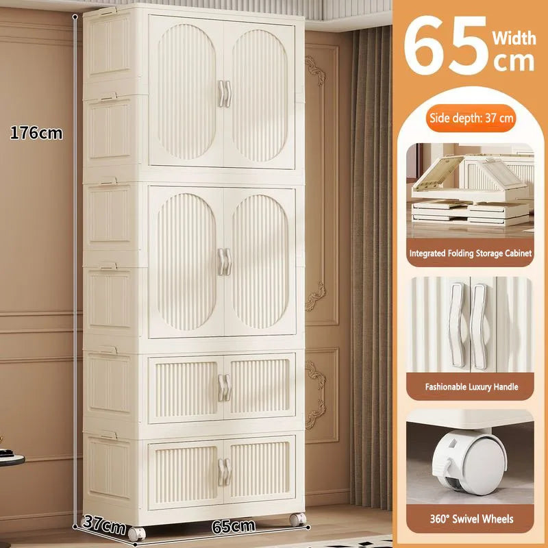 Foldable Baby Closet Plastic Infant Wardrobe Children's Clothing Storage Cabinet for Home Bedroom No Installation Needed