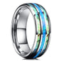 Fashion 8mm Rose Gold Color Stainless Steel Guitar String Rings for Men Koa Wood Inlay Ring Whiskey Barrel Mens Wedding Band