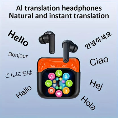 AI Real-time Translation Headset, 150 Language Translation. Translation Wireless Headphones, LCD Large-screen TWS In-ear ANC ENC