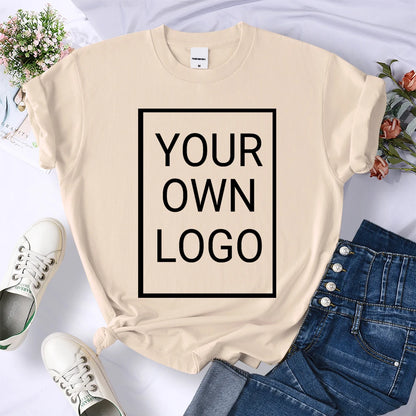 Custom DIY LOGO Women T-Shirt Summer Y2K Streetwear Comfortable Female Short Sleeves Crewneck Customized Pattern Tee Tops
