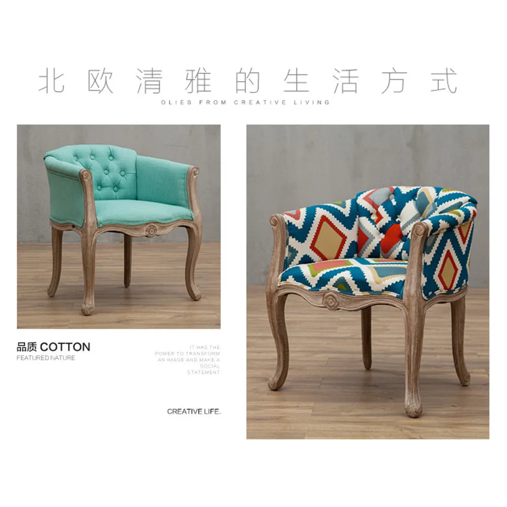 Leisure Sofa Chair, Solid Wood Antique Dining Chair, European Hotel Dining Chair, Living Room Leisure Sofa,Support Customization