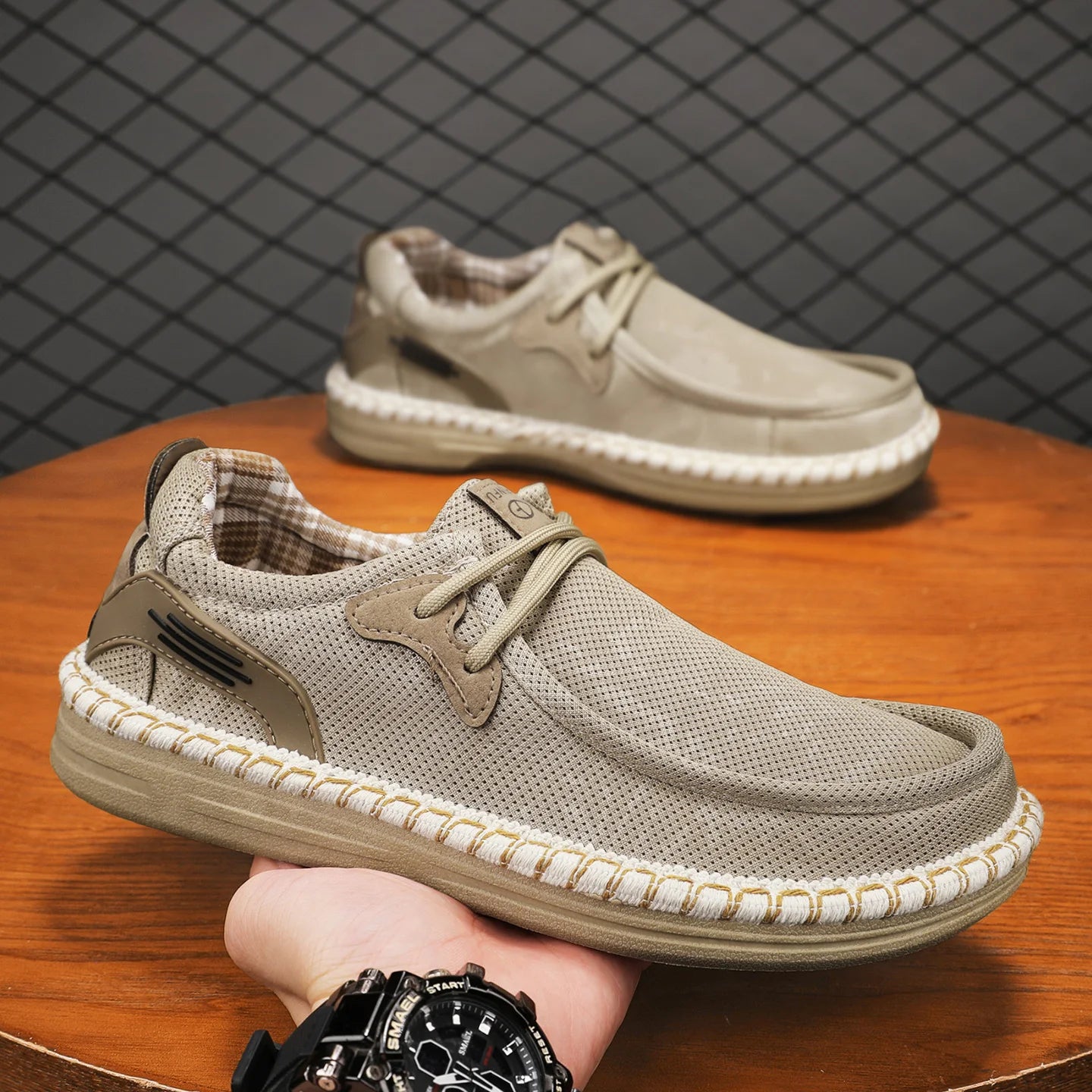2026 Summer New Men Slip-on Breathable Mesh Shoes, Lazy Casual Hemp Sole Low-top Loafers, Lightweight Anti-slip Fisherman Shoes