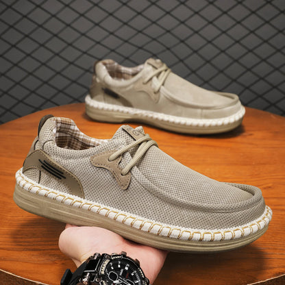 2026 Summer New Men Slip-on Breathable Mesh Shoes, Lazy Casual Hemp Sole Low-top Loafers, Lightweight Anti-slip Fisherman Shoes