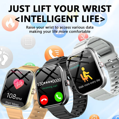 LAXASFIT 2026 Smart Watch Men's Full Touchscreen Bluetooth Call Sports Fitness Tracking Smart Wristwatch Women's Watch