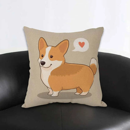 Cute Corgi Dog Pillow Cover, Cartoon Pet Cushion Case, Animal Lover Home Decor, Funny Dog Gift for Kids and Adults