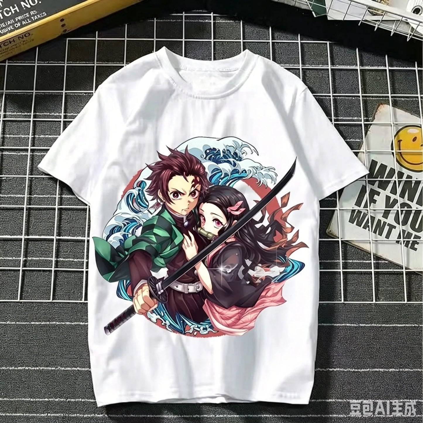 2026 Summer Demon Slayer Nezuko Cherry Blossom Butterfly Print Cotton T-Shirt Adult Kids Casual Loose Breathable Anime Tops Y2k
