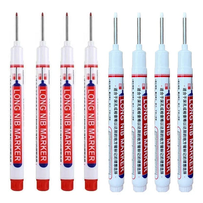 8Pcs/Set 20mm Deep Hole Long Nib Head Markers For Metal Perforating Pen Waterproof Bathroom Woodworking Decoration Multi-Purpose