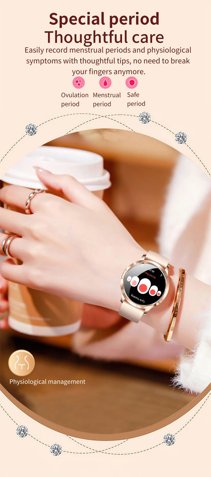 Nowy Smartwatch dla Kobiet 1.32 Cala AMOLED HD Ekran Sportowy Fitness Wodoodporny Zegarek Połączenia Bluetooth Cyfrowy Smartwatch Damski