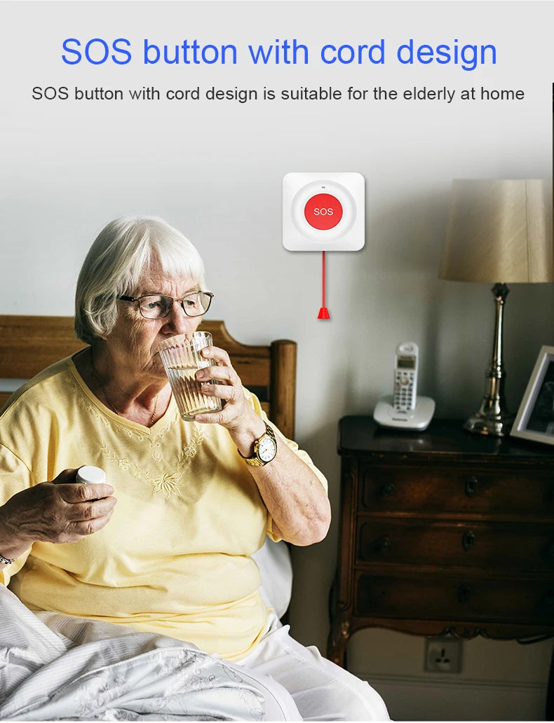 Smart Tuya WiFi/Zigbee Emergency SOS Button Wireless Call Button for Elderly and Patients Safety Alert System for Quick Help