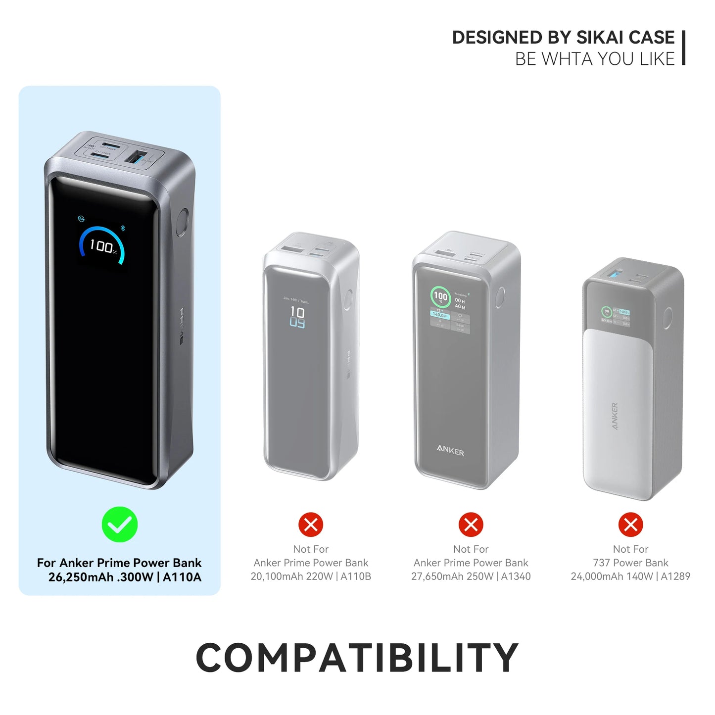 SIKAI Silicone Case for Anker 300w 26250Mah Powerbank  Shockproof Cover with Precise Cutouts