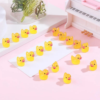 100/200 Pcs Luminous Mini Duck Tiny Resin Duck Little Duck Figurines Bulk for Dollhouse Ornament Micro Garden DIY Crafts Decor