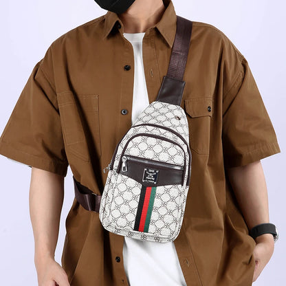2025Men's Casual Messenger Bag Multi-Pocket Crossbody Shoulder Bag Lightweight Chest Bag with Port & Earphone Hole