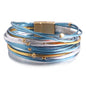 ALLYES Charm Triple Color Leather Bracelet for Women Bohemian Metal Beads Multilayer Thin Strip Wrap Bracelets Fashion Jewelry