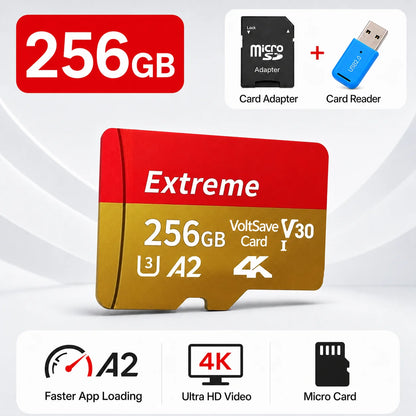 High Speed Micro TF SD Card 128GB 256GB Class10 U3 V30 for Camera Drone Driving Recorder Waterproof Memory Card