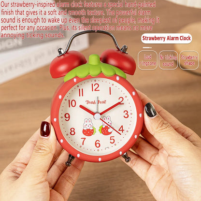 Strawberry children's alarm clock, quiet operation time, children's favorite desk clock, with night light function,