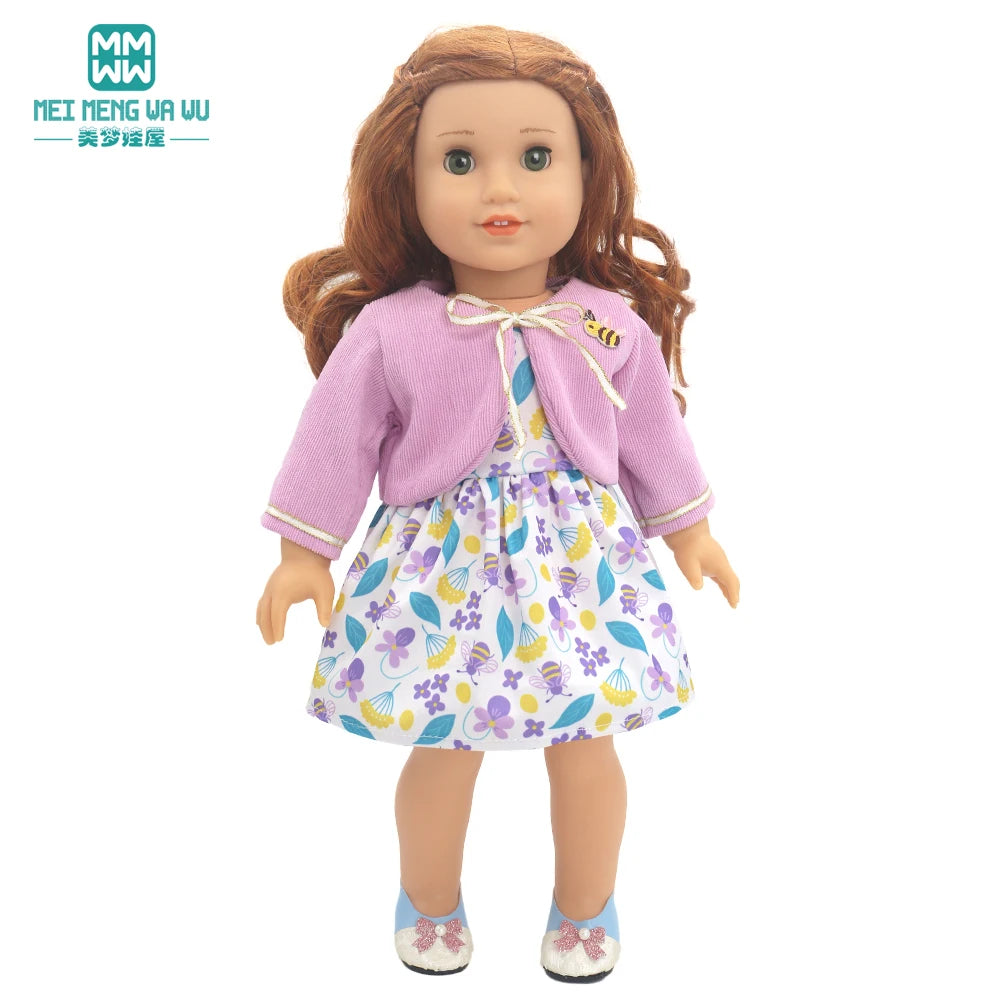 Fits 17-18inch American Doll and New Born Doll Clothes Fashion Dresses, Hooded Jumpsuit, Cardigan Strap Skirts Toys Gifts