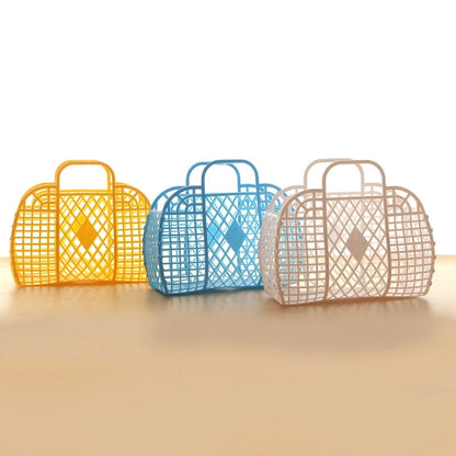Summer Jelly Bag Portable Vegetable Basket Hollow Jelly Bag Girl Large Capacity Holiday Handbag Jelly Beach Tote Bags Organizer