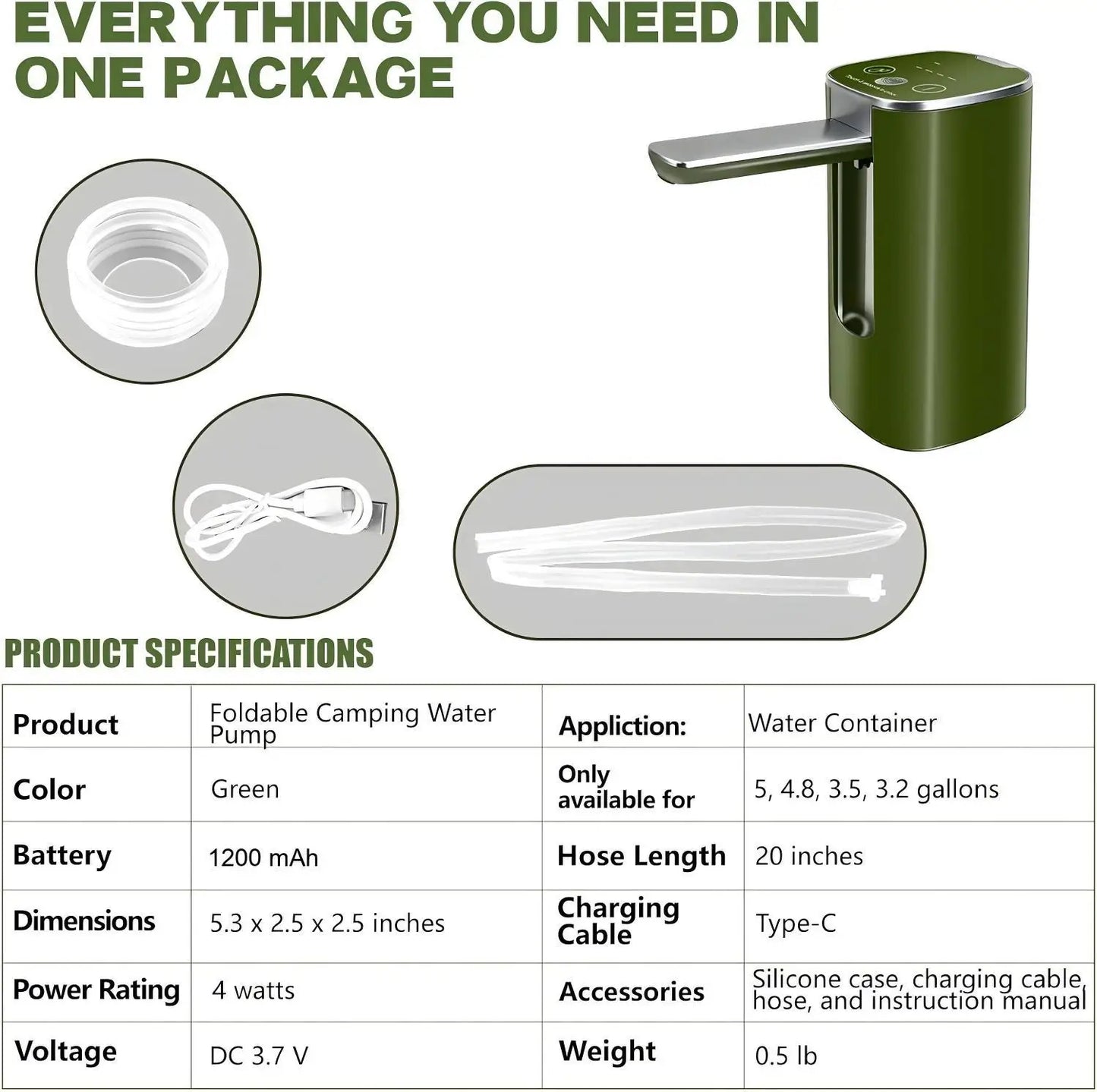 Electric Water Pump Household Bottled Water Water Extractor Folding Purified Water Dispenser Suction Pump Outdoor