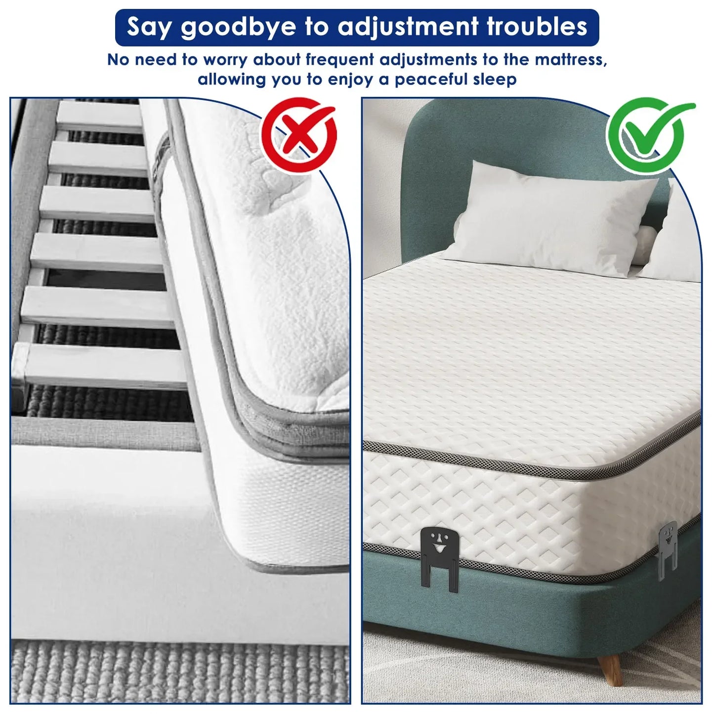 6Pcs Nonslip Mattress Gaskets for Bed Frame Metal Pad Gripper Adjustable Thick Mattress Holder Slide Stopper