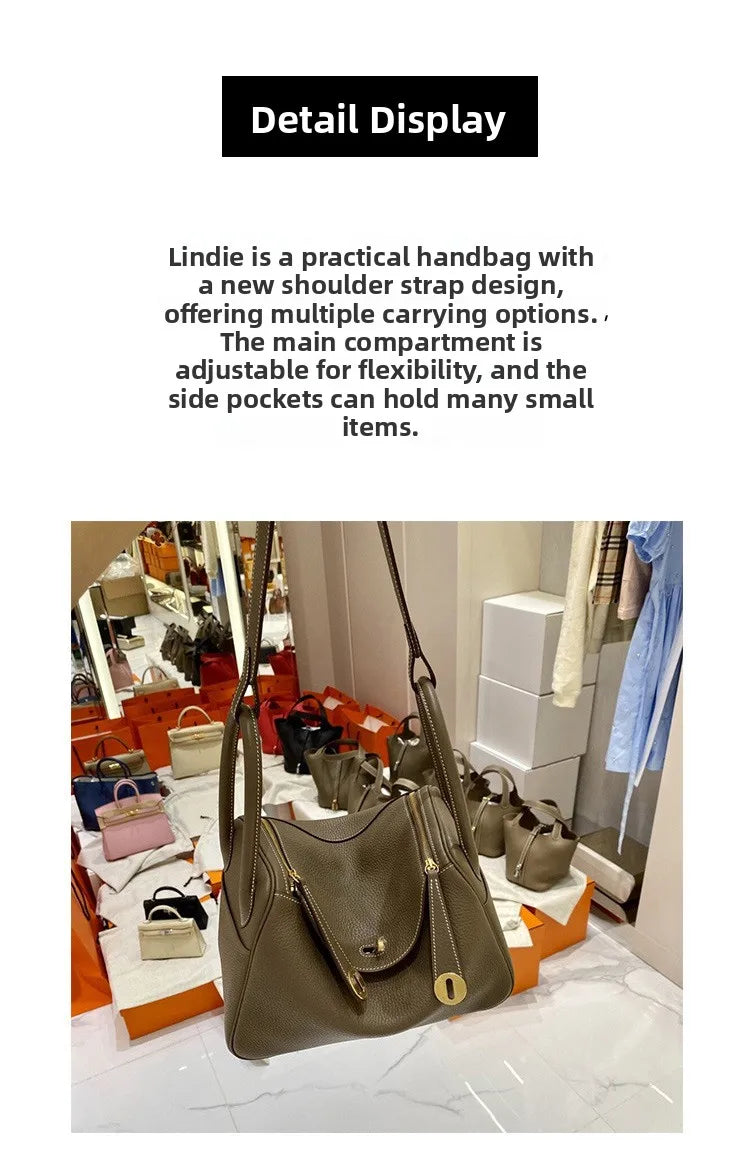 Women's Handbag 2025 New Style Top Layer Cowhide Leather Lundy Mini Doctor Bag Genuine Leather Handbag Single Shoulder Crossb...