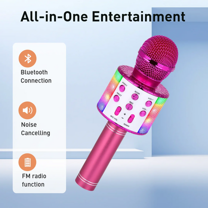 Karaoke Microphone for Kids & Adults - Bluetooth Microphones Singing Mic with Disco Lights, Portable Karaoke Player for Gifts