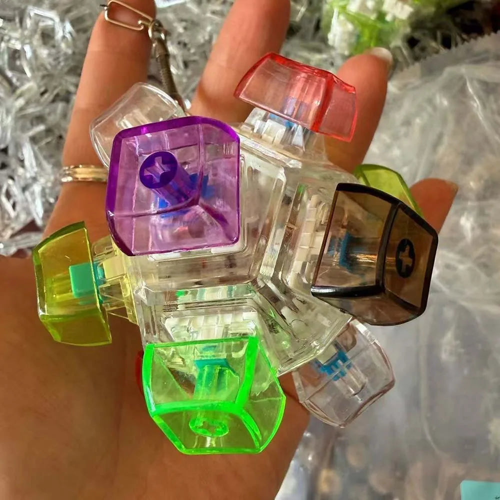 Cat Claw/Gyro Button Decompression Toy Mechanical Keyboard Shaft Tester Luminous Keyboard Keychain for Pressure Release