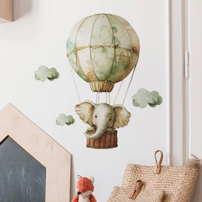 1pcs cartoon spring elephant hot air balloon children's room bedroom porch home decoration wall stickers self-adhesive