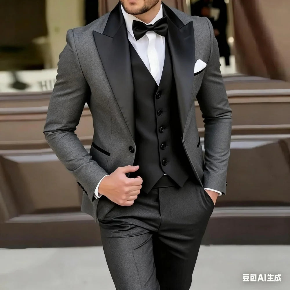 Men's Green And Black Formal Terno Set of 3 Pieces Blazer Wedding Groomsmen Suit Ideal for Wedding Ceremony And Dance