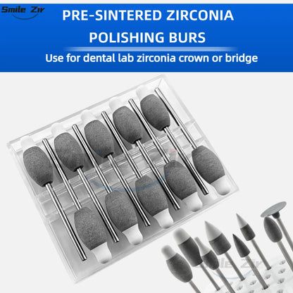 Dental Lab 2-in-1 Grinding Polishing Hand Tool for Pre-Sintered Zirconia Green State Zirconia Restoration Finishing Rotary Tool