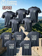 5-Piece Custom Quick-Drying T-Shirts with Logo, Photos and Text. Breathable Training Short-Sleeved Shirts