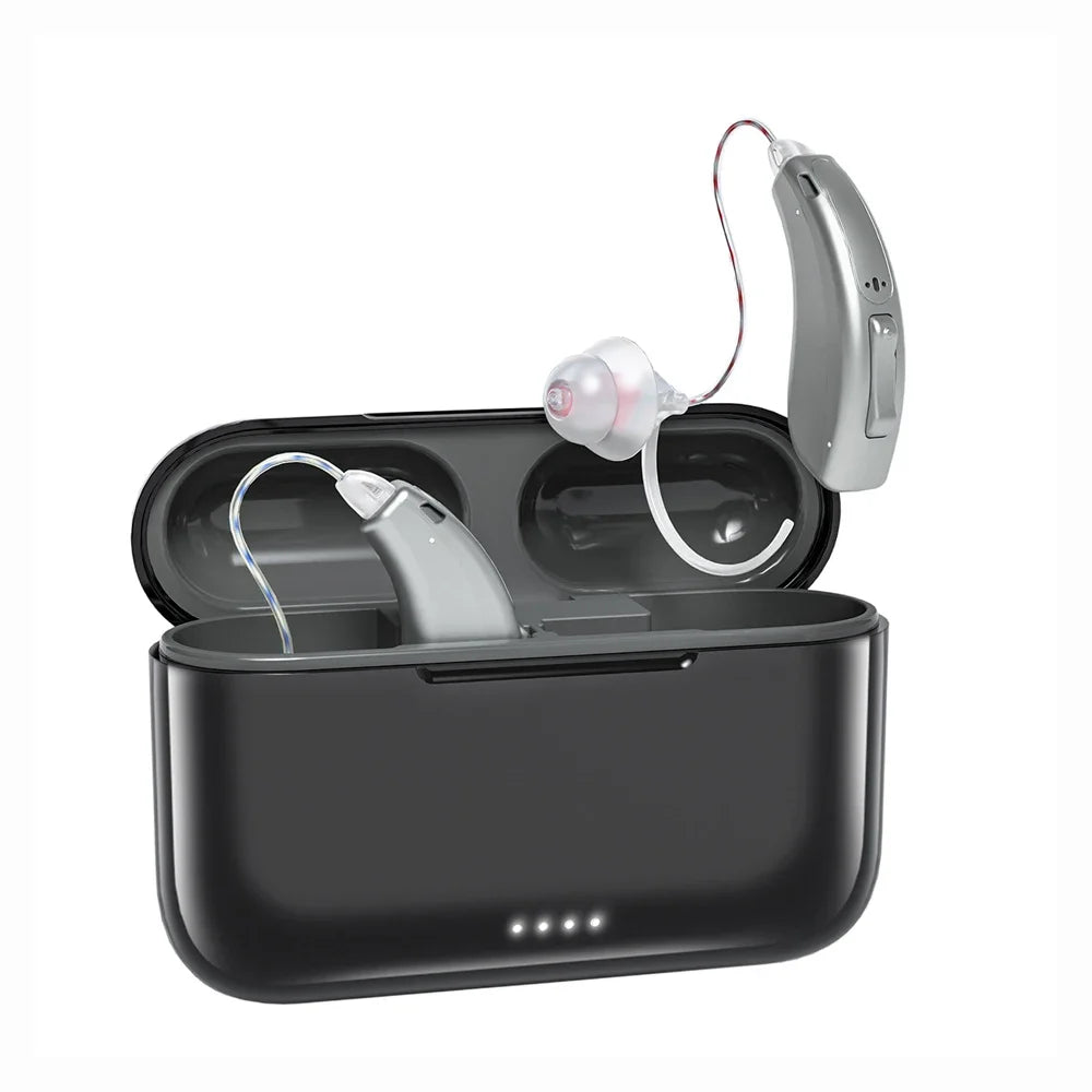 16 Channel Bluetooth Hearing Aids Rechargeable Digital BTE Hearing Aid Noise Cancelling for Seniors Adults