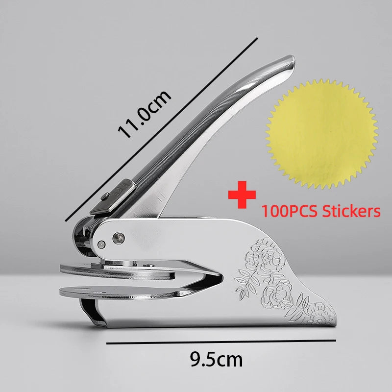 Embosser Stamp LOGO Customized Wedding Library Book Private Handheld Steel Seal Envelope Party Invitation Embossing Stamps DIY