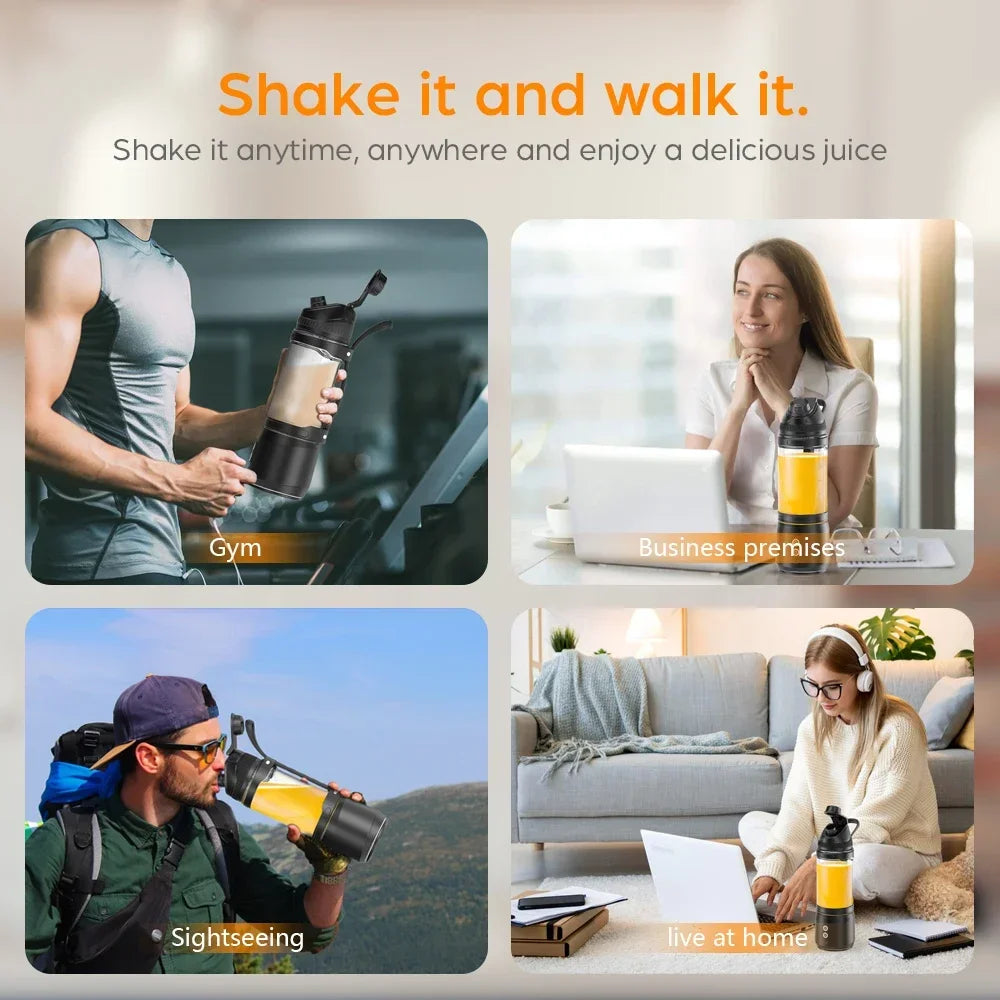 Portable Juicer Blender 700ML USB Rechargeable 6000mAh ice crusher Fresh juice Fruit Milkshake Smoothie for kitchen Outdoor