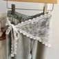Lace Trim Bandana Triangle Scarf Delicate Ins Ruffled Lace Hair Scarf 2-in-1 Head Band Waist Accessory for Y2K Outfits Headscarf
