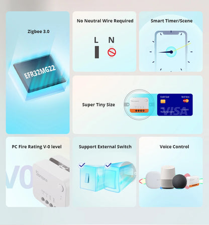 SONOFF ZBMINI-L2/ZBMINIR2 Zigbee DIY Smart Switch Module No Neutral Wire Require 2 Way Control Home Automation For Alexa eWelink