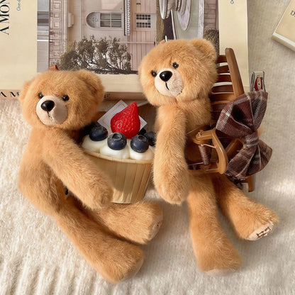 1PC Cute Plush Teddy Bear Hair Claw Clip, Sweet Bow Decor Jaw Clip, Kawaii Hair Accessory For Girls Daily Casual Styling