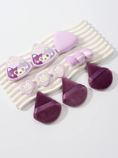 Rice Ball Cat 12-Piece Set, Expands When Exposed to Water, Dual-Use for Wet and Dry, Makeup Sponge Suitable for All Skin Types